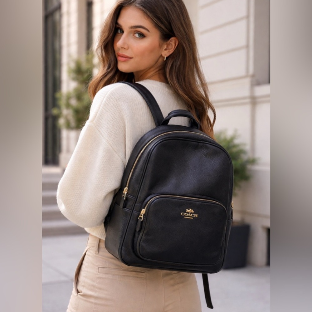 Coach Court Leather Backpack with Gold Hardware Trendy Minimalist Bag - Picture 1 of 11